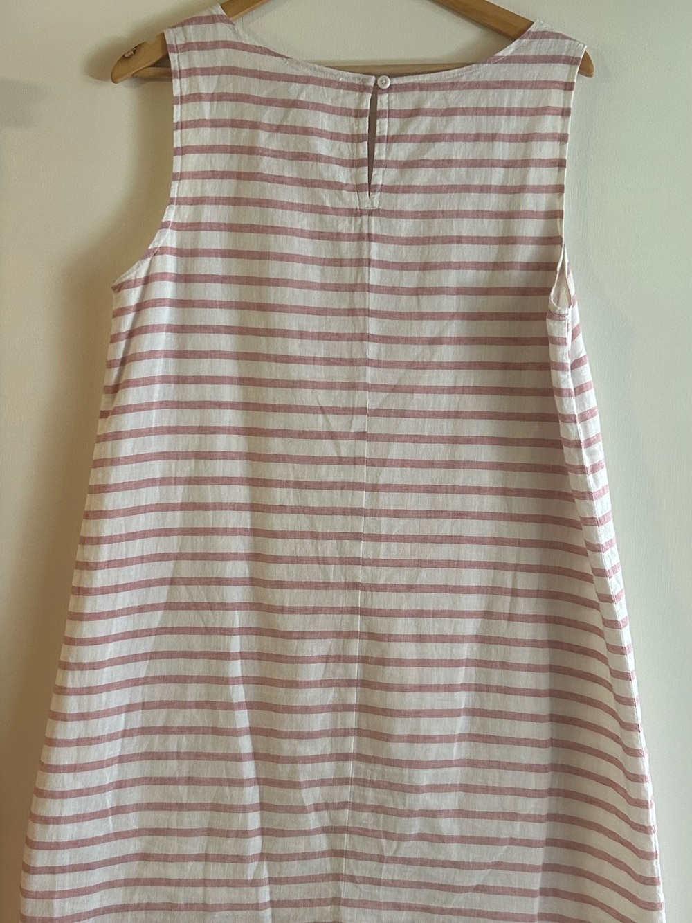 BeachLunchLounge Striped Sleeveless Linen Shift Dress - Pink/White - Picture 3 of 8